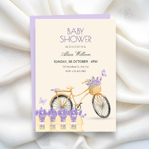 Purple spring baby shower invitation