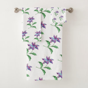 PURPLE SPRING BREAK BATHROOM TOWEL SET 