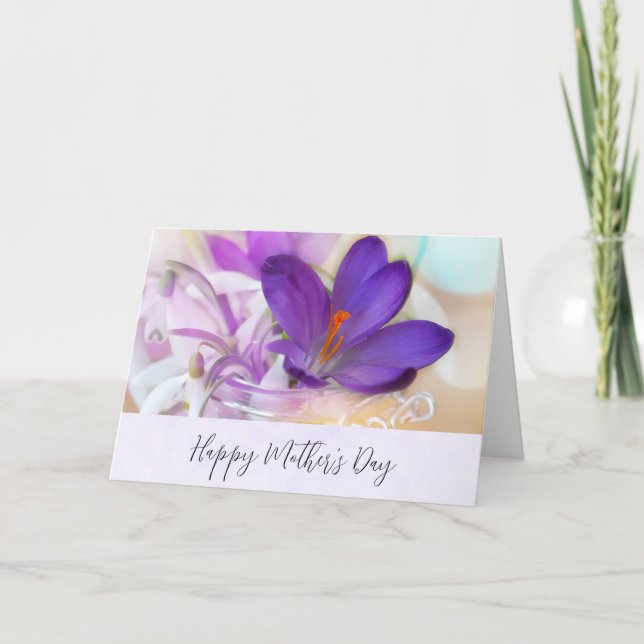 Purple Spring Crocus Mother's Day Card (Front)