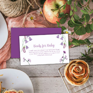 Purple Spring Floral Eggplant Books Baby Shower  Enclosure Card