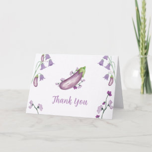 Purple Spring Garden Floral Eggplant Baby Shower Thank You Card