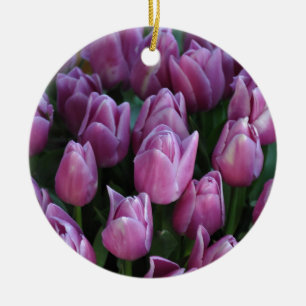 Purple spring tulips ceramic tree decoration