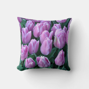 Purple spring tulips cushion