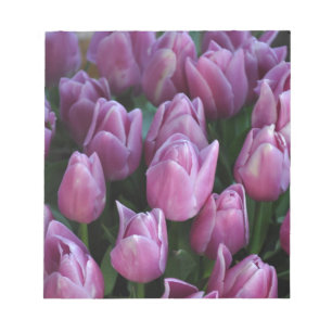 Purple spring tulips notepad