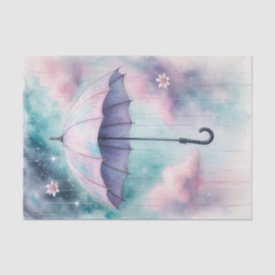 Purple Spring Umbrella April Showers Decoupage Tissue Paper