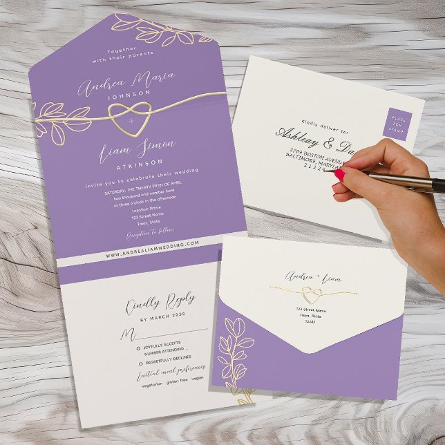Purple Spring Wedding All In One Invitation (Creator Uploaded)