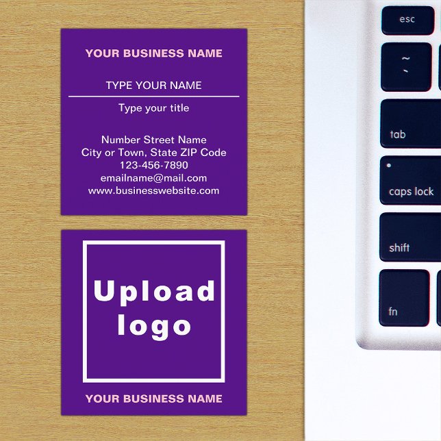 Purple Square Business Card (The front and back of the purple square business card)