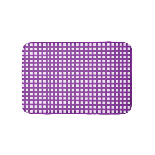 Purple square mesh grid  bath mat (Front)