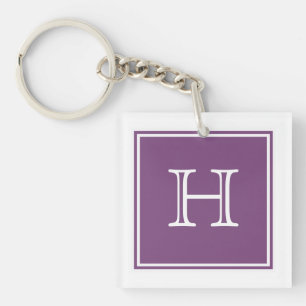 Purple Square Monogram Acrylic Keychain