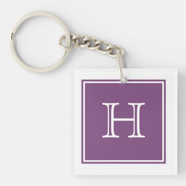 Purple Square Monogram Acrylic Keychain (Front)
