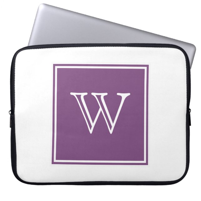 Purple Square Monogram Laptop Sleeve (Front)