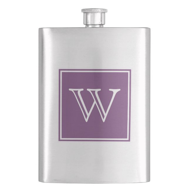 Purple Square Monogram Premium Flask (Front)