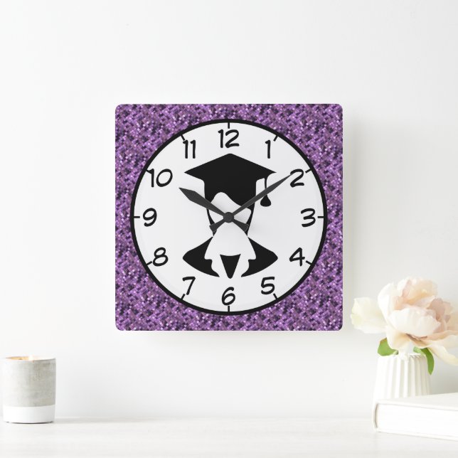 Purple Square Wall Clock (Home)