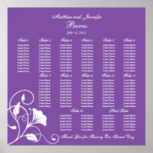 Purple Square Wedding Reception Seating Chart