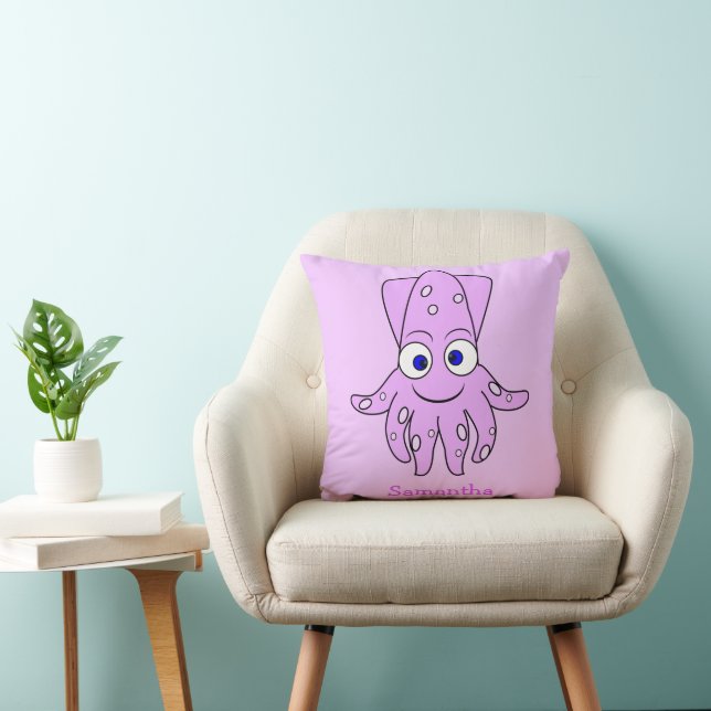 Purple Squid Design Personalised Cushion (Chair)
