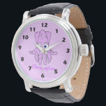 Purple Squid Design Watch<br><div class="desc">Wrist watch with a squid design. You can customise this watch with any text of your choice. Should you require any help with customising then contact us through the message link on this page. Purple squid design personalised watch</div>
