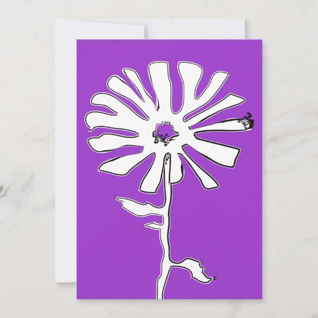 purple squiggle flower invitation (Front)