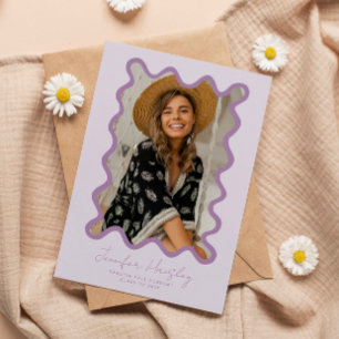 Purple Squiggly Photo Frame Graduation  Announcement