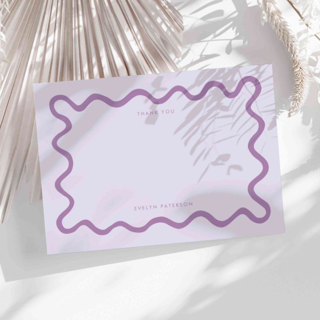 Purple Squiggly Wavy Line Thank You Card (Creator Uploaded)