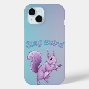 Purple Squirrel Cartoon Pastel Gradient iPhone 15 Case