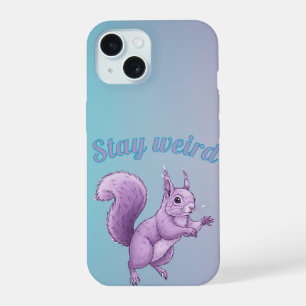 Purple Squirrel Cartoon Pastel Gradient iPhone 15 Case