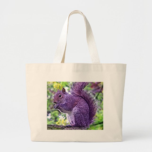 Purple Squirrel Large Tote Bag (Front)