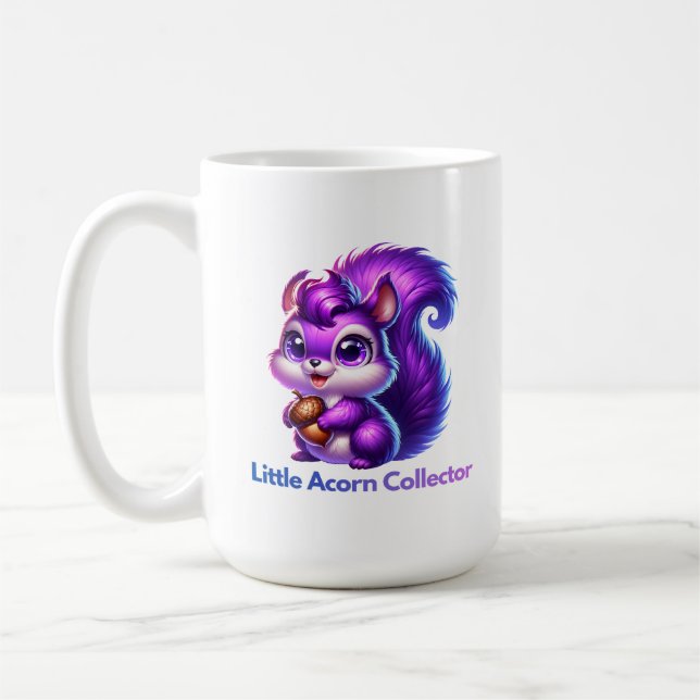 Purple Squirrel with Acorn Coffee Mug (Left)