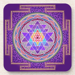 Purple Sri Yantra Coasters