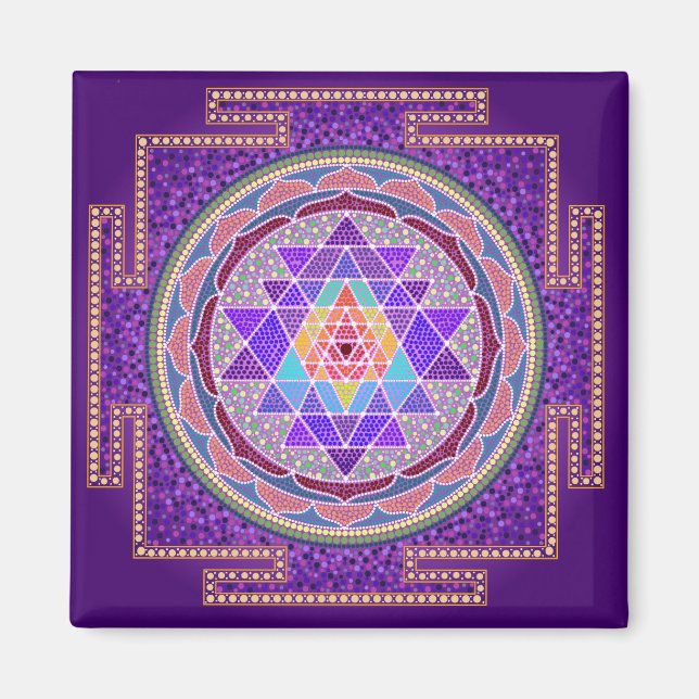 Purple Sri Yantra Magnet (Front)