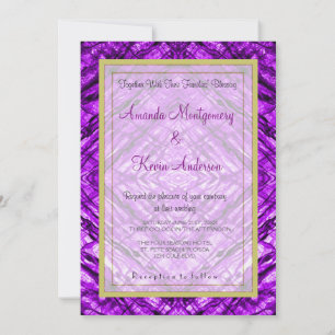 Purple Stained Glass kaleidoscope Texture Wedding Invitation