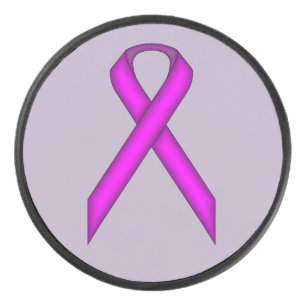 Purple Standard Ribbon by Kenneth Yoncich Hockey Puck