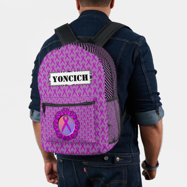 Purple Standard Ribbon by Kenneth Yoncich Printed Backpack (Insitu (Model))