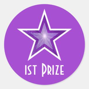 Purple Star '1st Prize' round sticker purple