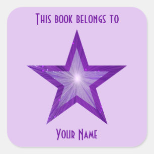 Purple Star bookplate sticker pale purple