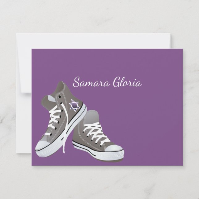 Purple Star Fade Sneakers Bat Mitzvah Thank You (Front)