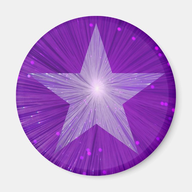 Purple Star fridge magnet round (Front)