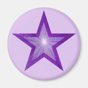 Purple Star fridge magnet round pale purple