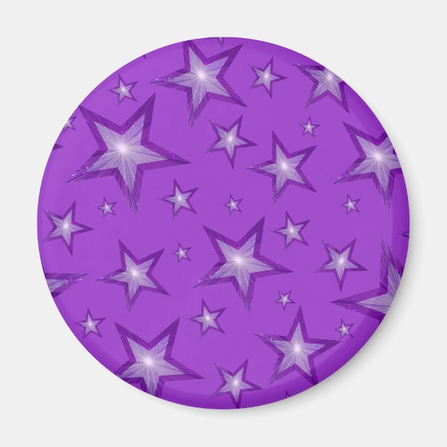 Purple Star fridge magnet round purple (Front)