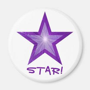 Purple Star fridge 'STAR!' magnet round white