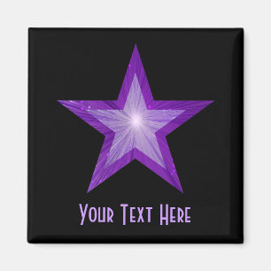 Purple Star fridge 'Your Text' magnet square black