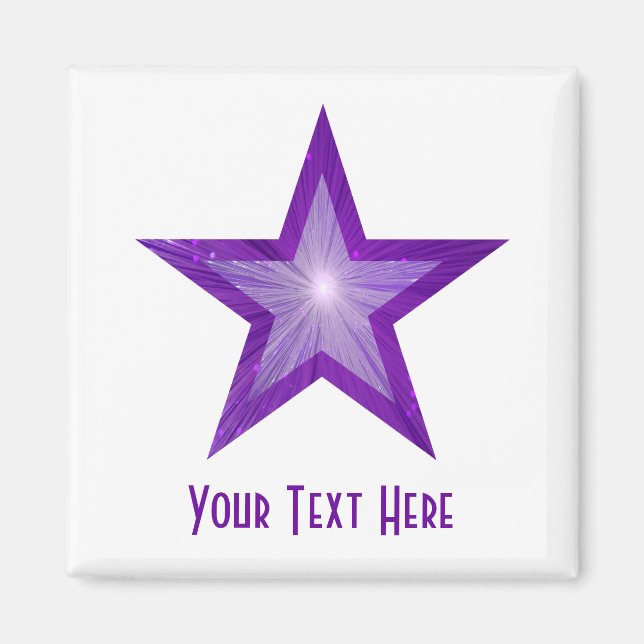 Purple Star fridge 'Your Text' magnet square white (Front)