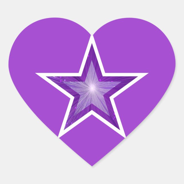 Purple Star heart sticker purple (Front)