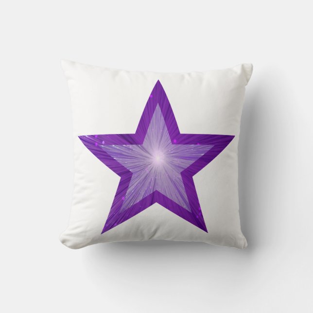 Purple Star large & small square white Cushion (Front)