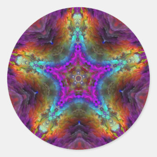 Purple STAR Mandala Classic Round Sticker