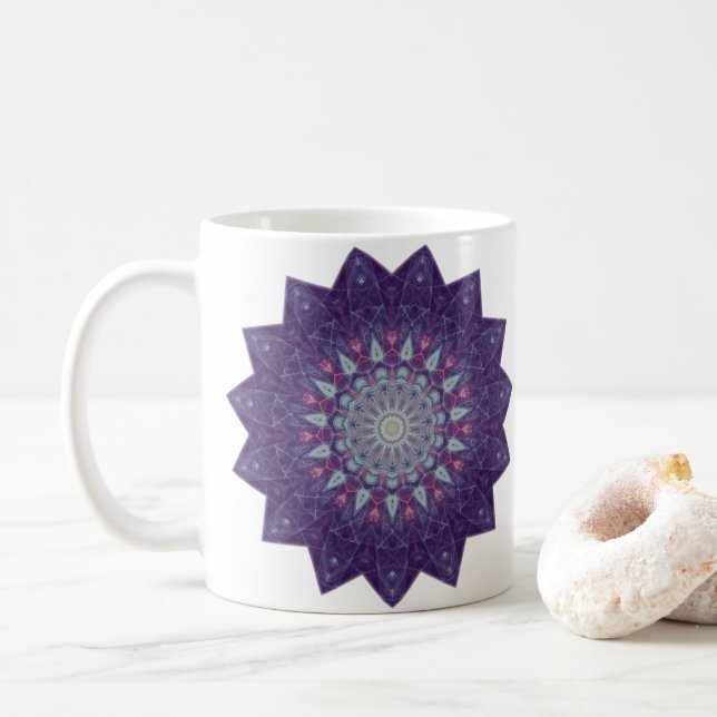Purple Star Mandala Coffee Mug (With Donut)