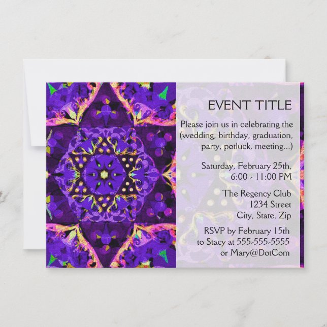 Purple Star Mandala Invitation (Front)