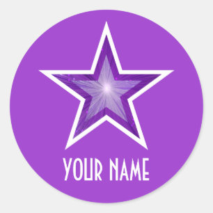 Purple Star 'Name' round sticker purple
