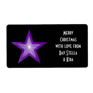 Purple Star 'Names' gift tag label large black