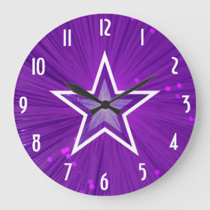 Purple Star 'Numbers' clock round