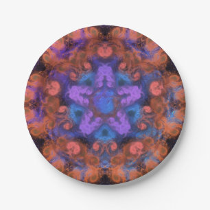 Purple Star Orange Swirl Trip Abstract Glow Party Paper Plate